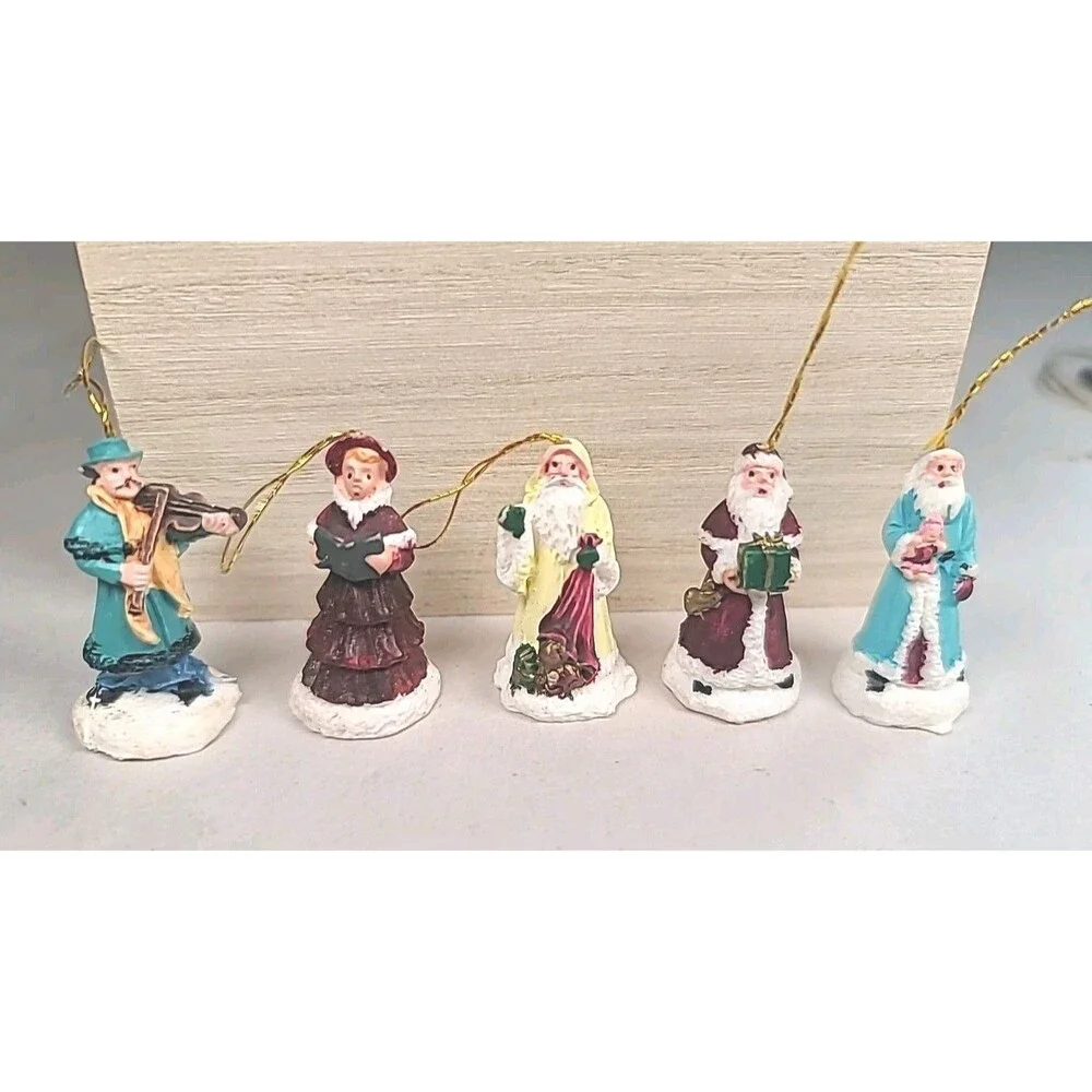 Set Of 9 Vintage Mini Ornaments Victorian Christmas Santa Claus